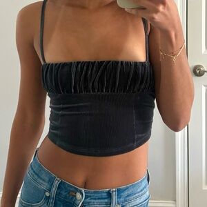 Urban Outfitters Black Ruched Square-Neck Camisole